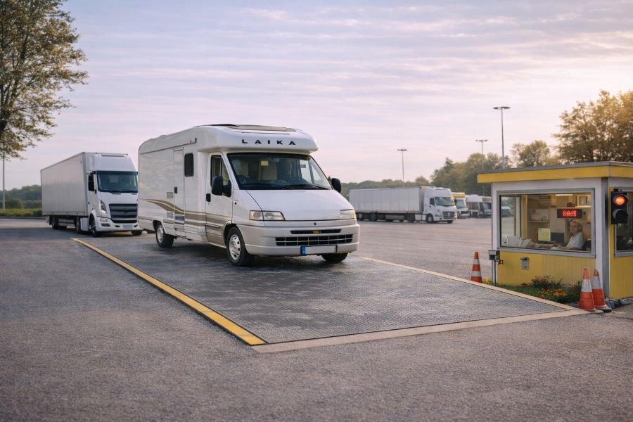 wohnmobil erstausstattung gewicht prüfen auf der lkw-waage